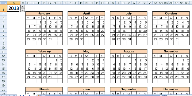 cara membuat kalender di Excel