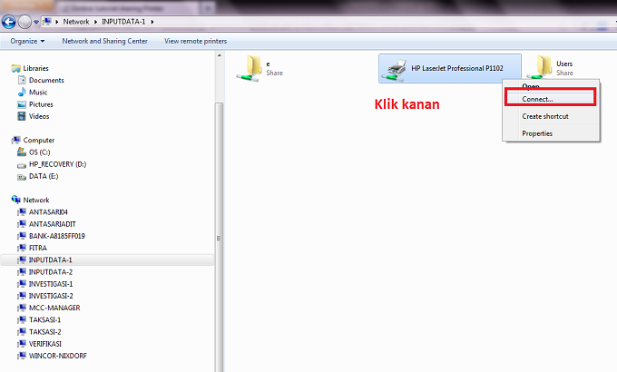 Cara Share Printer LAN