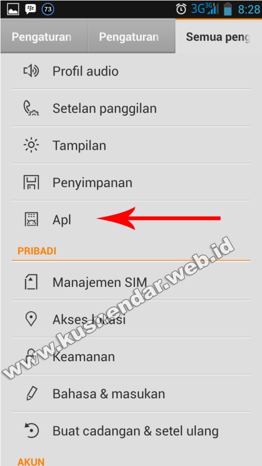 menu aplikasi android