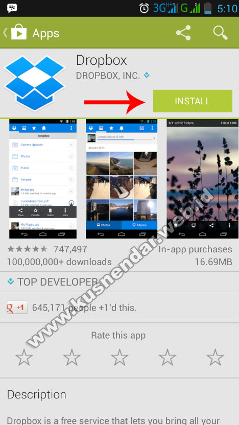 Install DropBox Android di Play Sore