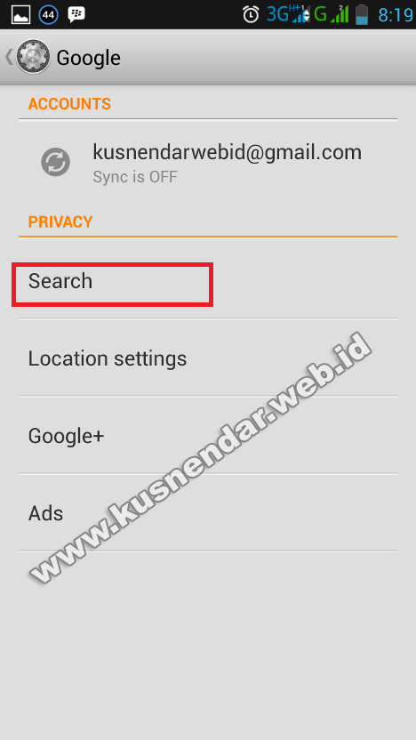 pengaturan google search di Android