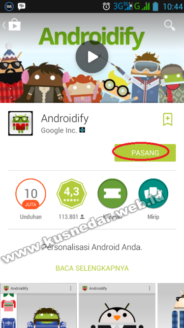 Install androidify dari google play store