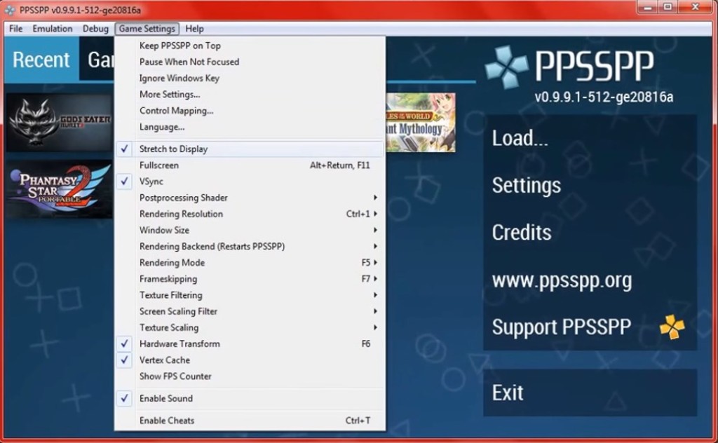 pengaturan gambar PPSSPP