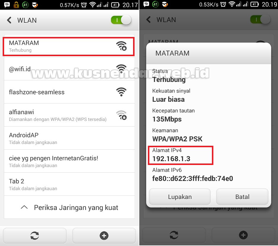 Cek IP WiFi di Android