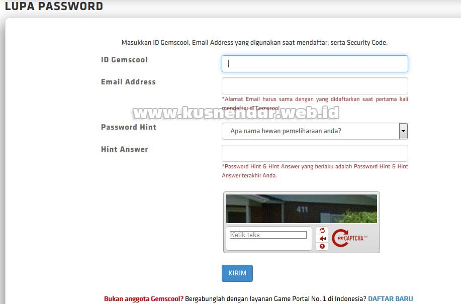 Form Lupa Password Gemscool