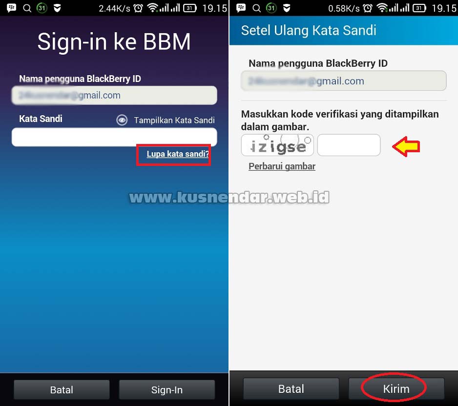Lupa Password BBM Android