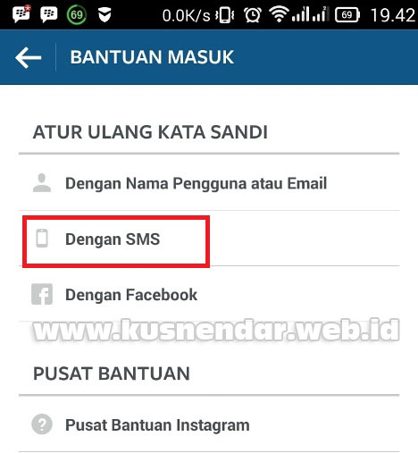 Reset Password Instagram Lewat SMS
