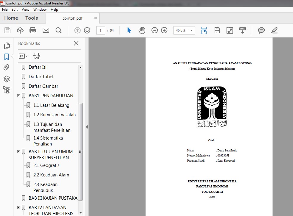 Membuka Bookmark PDF di Adobe Acrobat