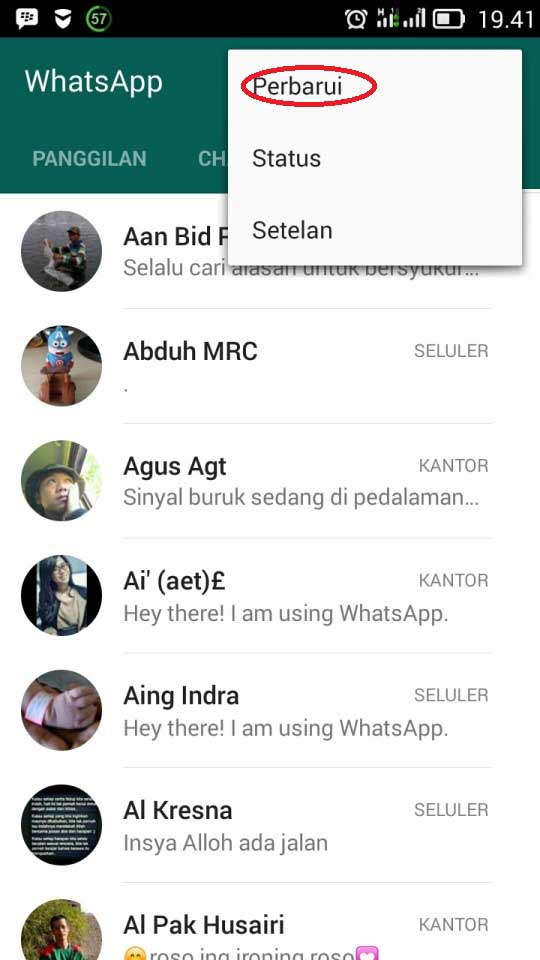 Update Kontak Whatsapp