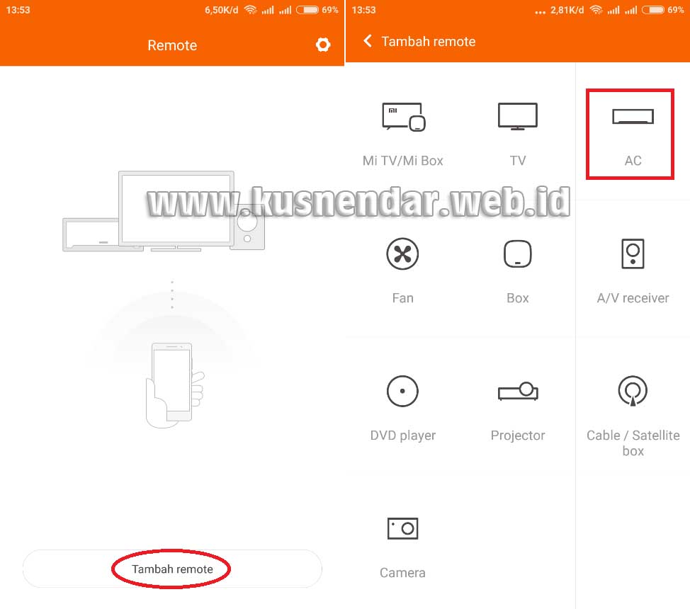 Aplikasi Remote AC Menggunakan Android Xiaomi