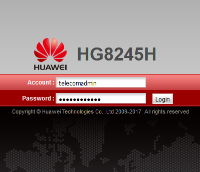 Login Password Modem Huawei HG8245H