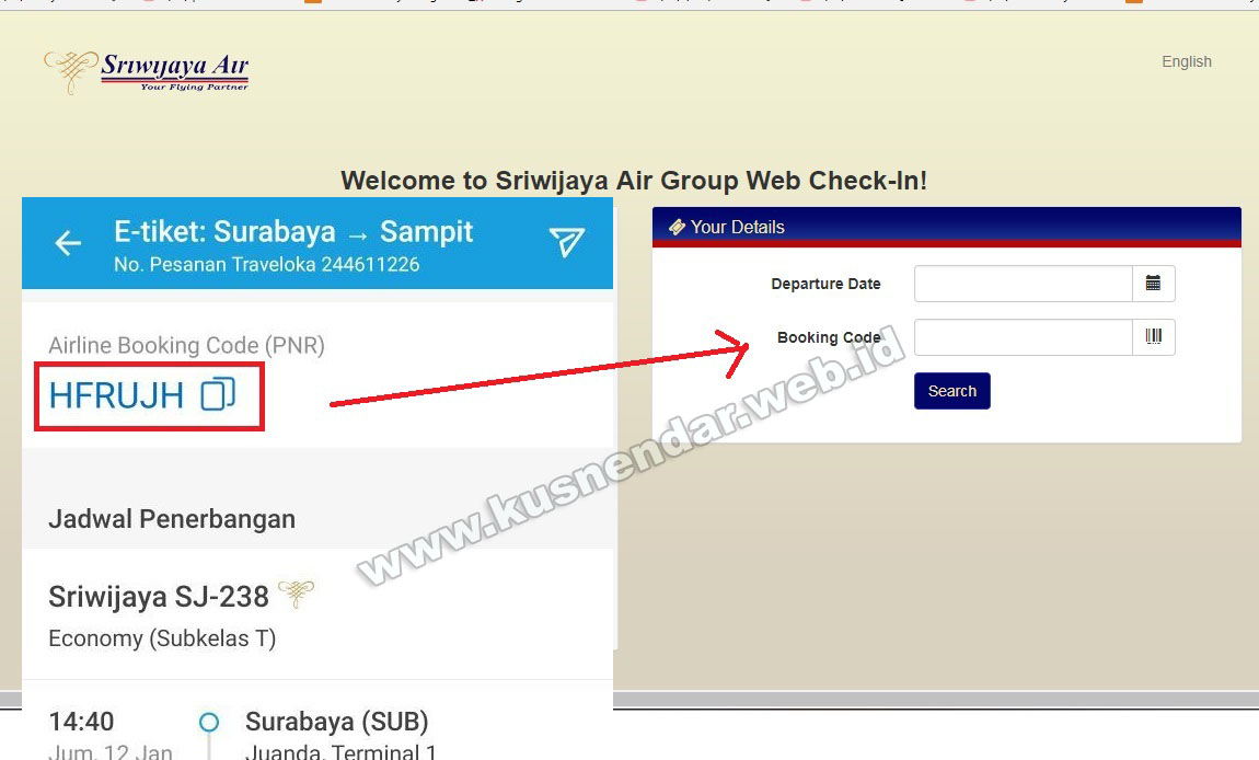 Cara Check in Online Sriwijaya di Android dan PC