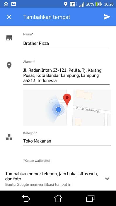 Menambahkan Nama Tempat Usaha di Google Maps