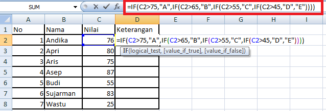 Fungsi If Pada Excel