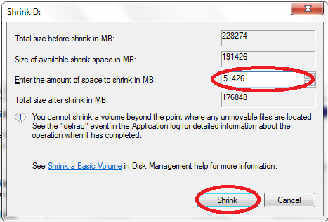 space memori partisi hardisk