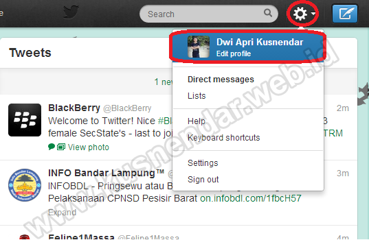 Ganti foto profil di twitter via PC
