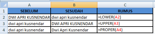 Merubah Huruf di Excel