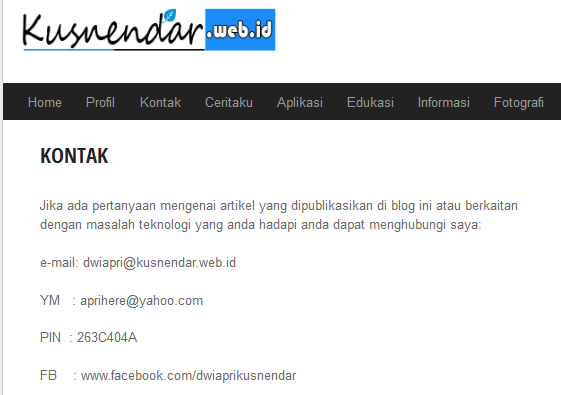 Contoh Menu Kontak di Blog