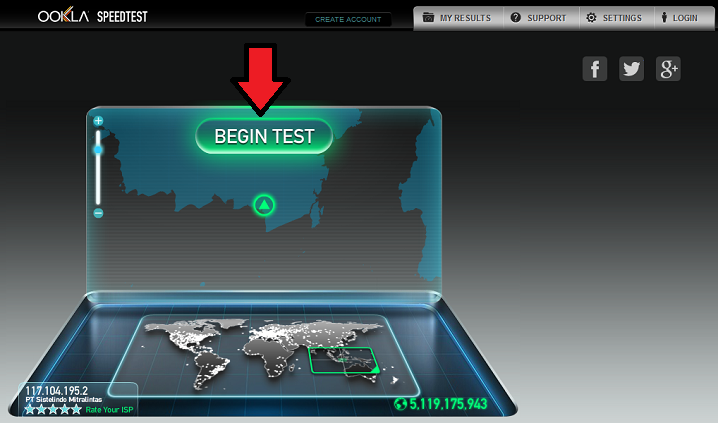 Tes kecepatan internet