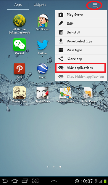 Menyembunyikan Aplikasi