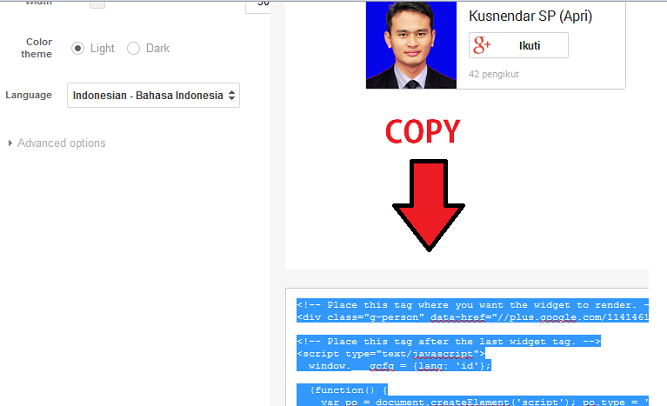 buat badge profil Google plus