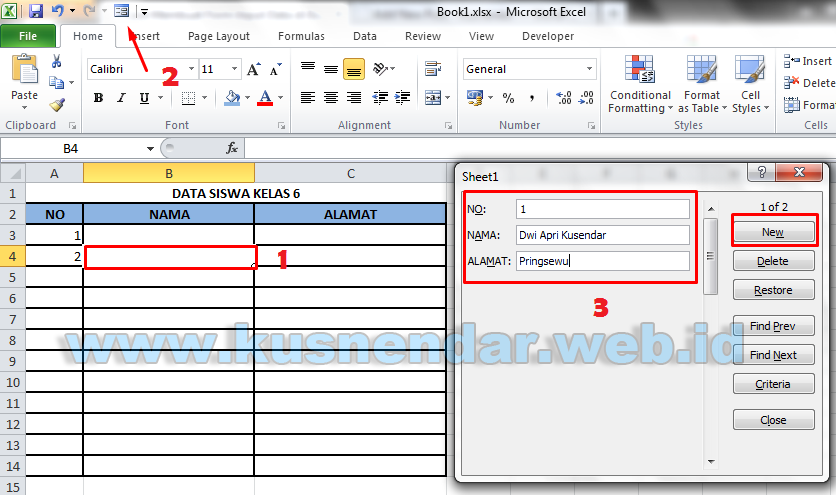 Gambar cara membuat form data entry di Excel tanpa macros