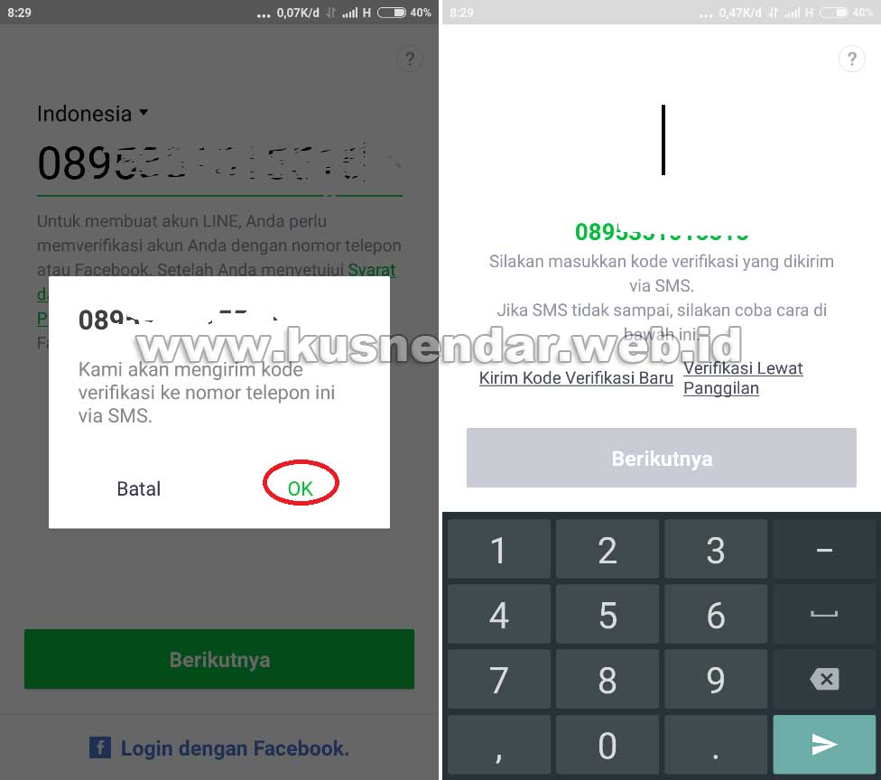 Verifikasi akun LINE Android