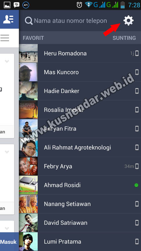 mematikan tanda online Aplikasi FB