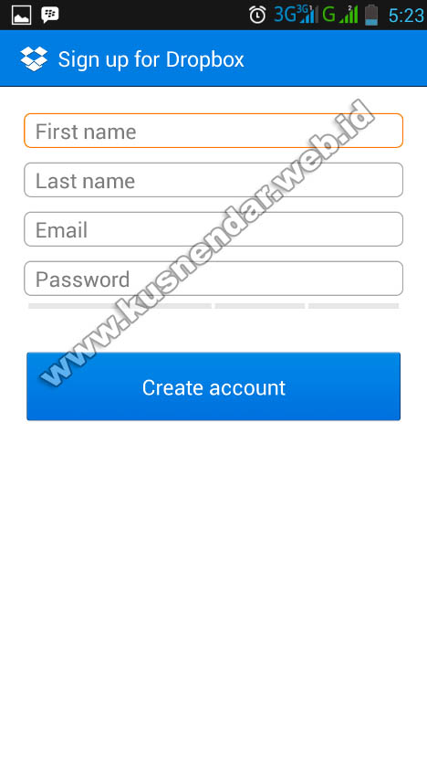 Cara membuat akun dropbox android