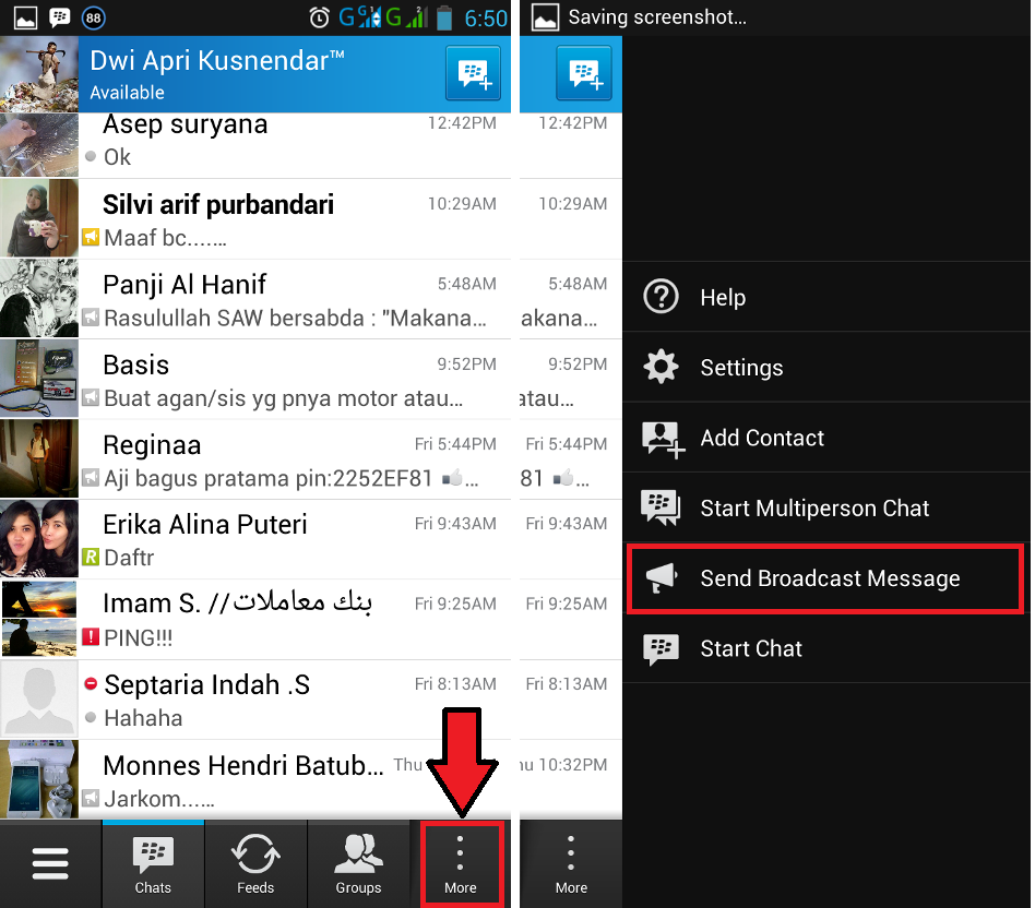 langkah broadcast di bbm android