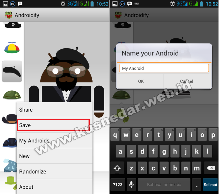 Cara menyimpan gambar avatar robot android