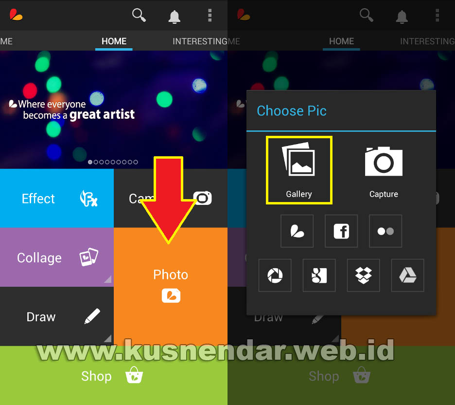 menggunakan Picsart