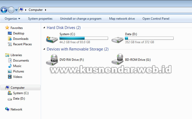 Cara Menghapus partisi hardisk komputer windows 7