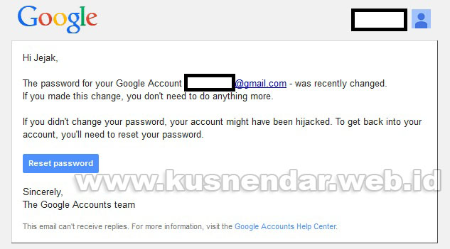 berhasil ganti password GMAIL