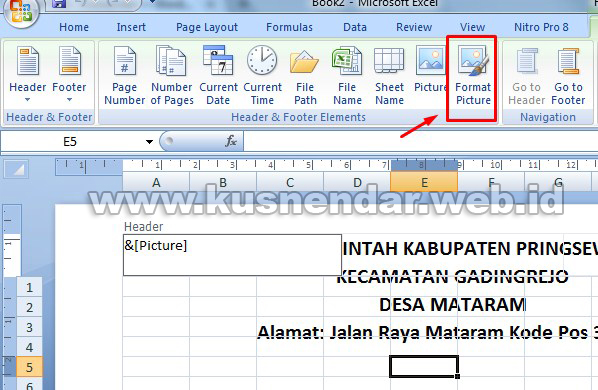 edit ukuran logo kop di excel