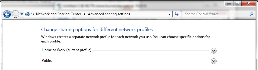 setting sharing options