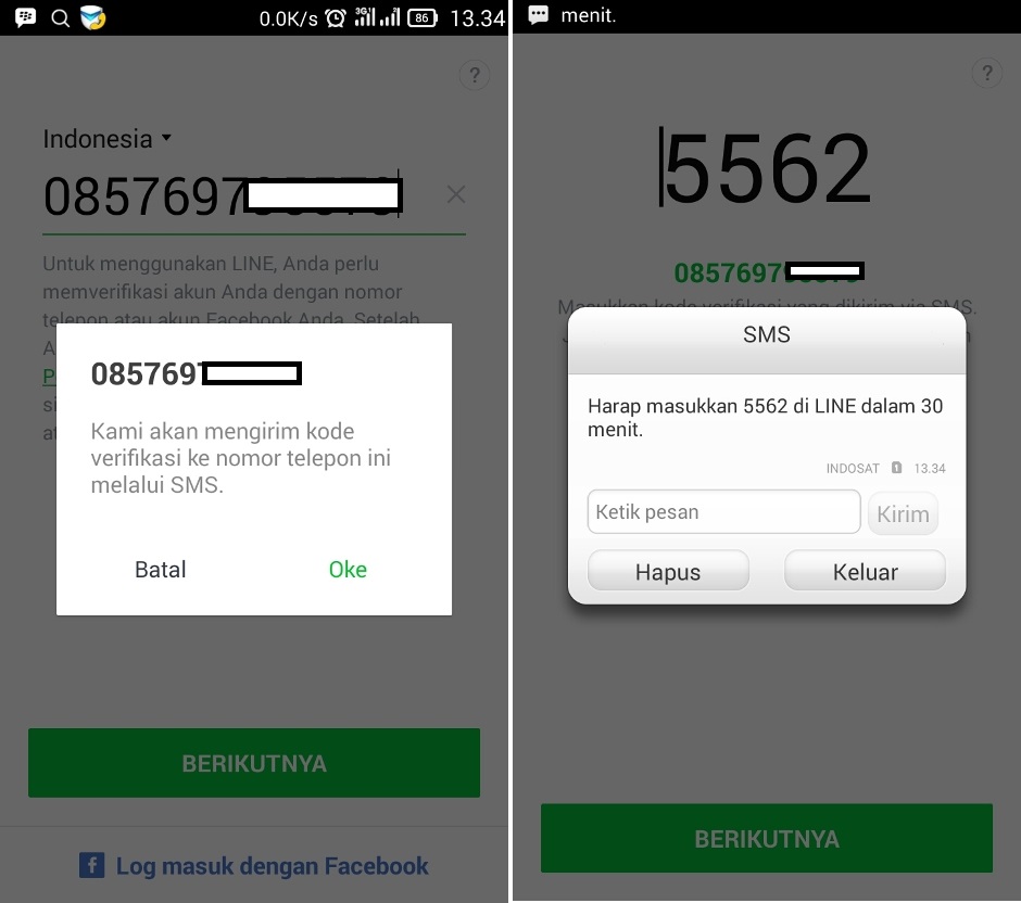 kode verifikasi LINE Baru