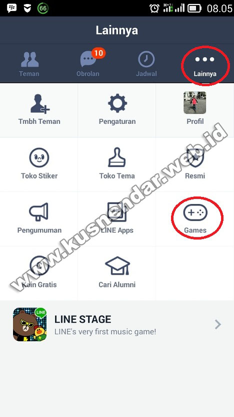 tampilan menu install game di LINE