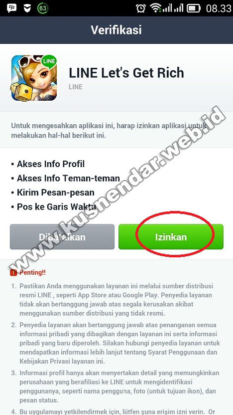 verifikasi game LINE