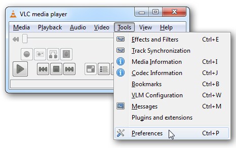 menu tools VLC