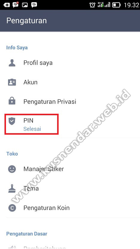 Setting PIN di Line