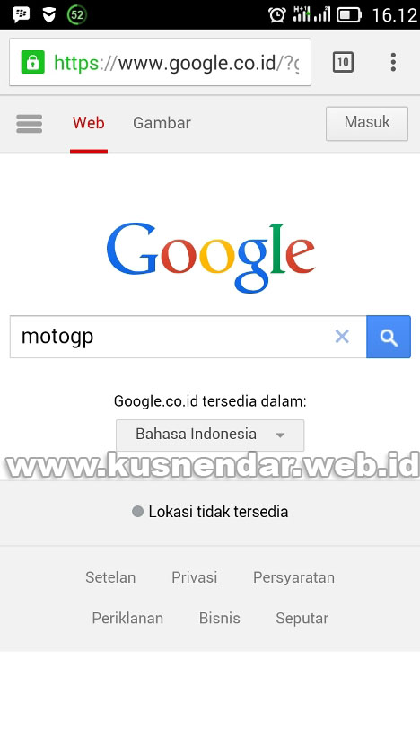 Tampilan Internet Google Android