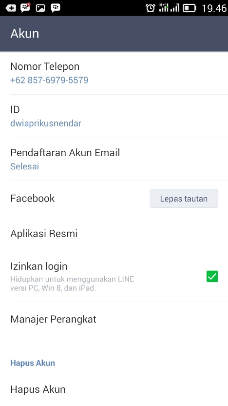 Mengembalikan ID LINE