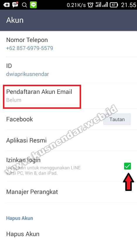 daftar email untuk Line