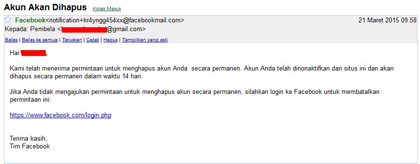 email hapus FB