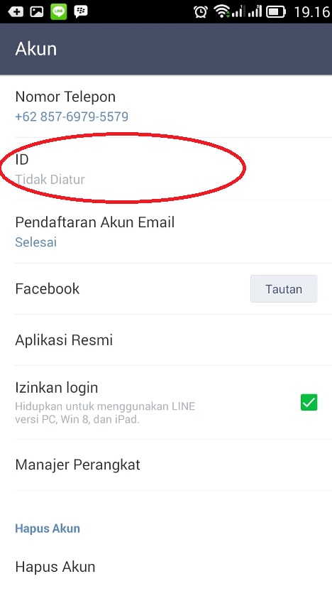 resetting ulang ID line