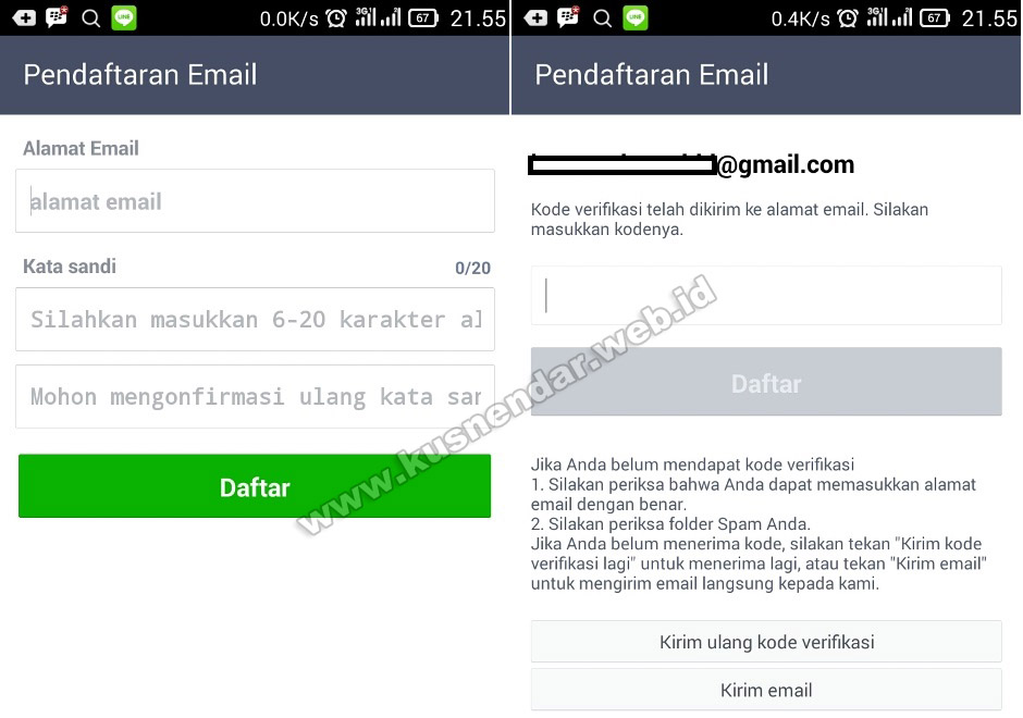 setting email di akun Line