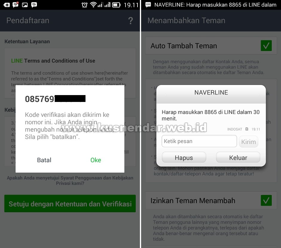 verifikasi no hp di line