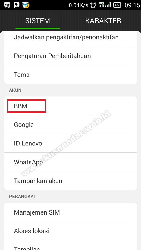 Hapus Akun BBM Android