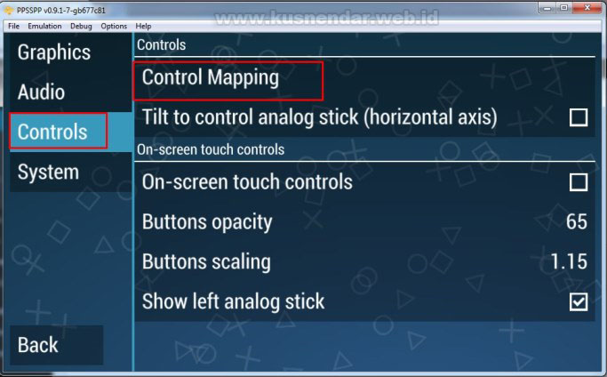 Setting stik di PPSSPP komputer